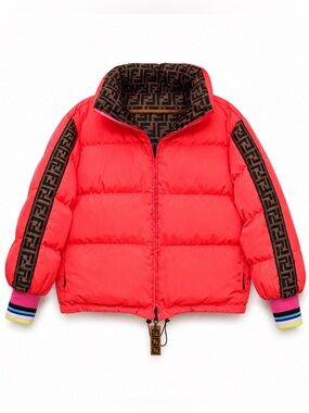 Fendi Reversible Puff Jacket with Brown FF Logo Trim
